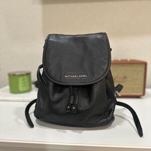 Michael Kors black pebbled leather Riley backpack